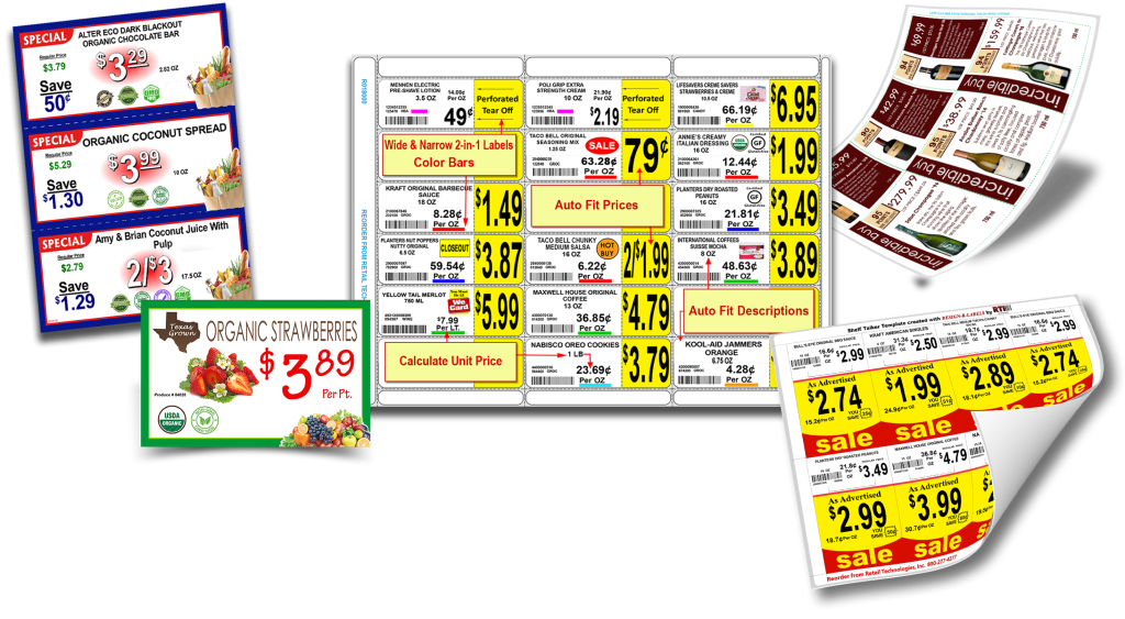 Signs, shelf talkers and labels created with DESIGN‑R‑LABELS